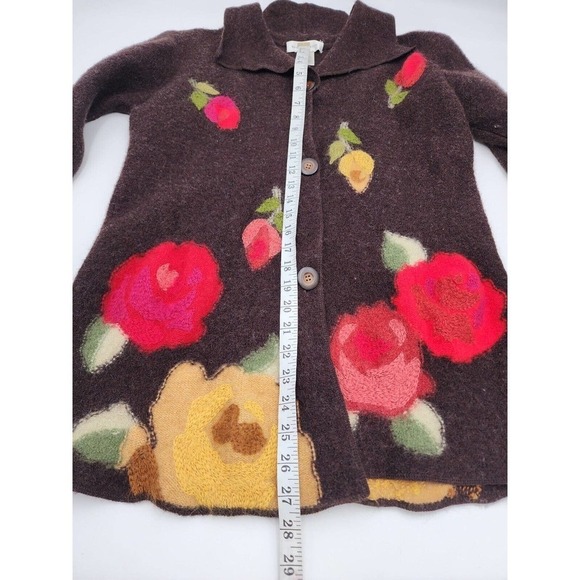 VTG Susan Bristol Hand Embroidered Wool Cardigan Jacket Women's Size Medium - Picture 8 of 10